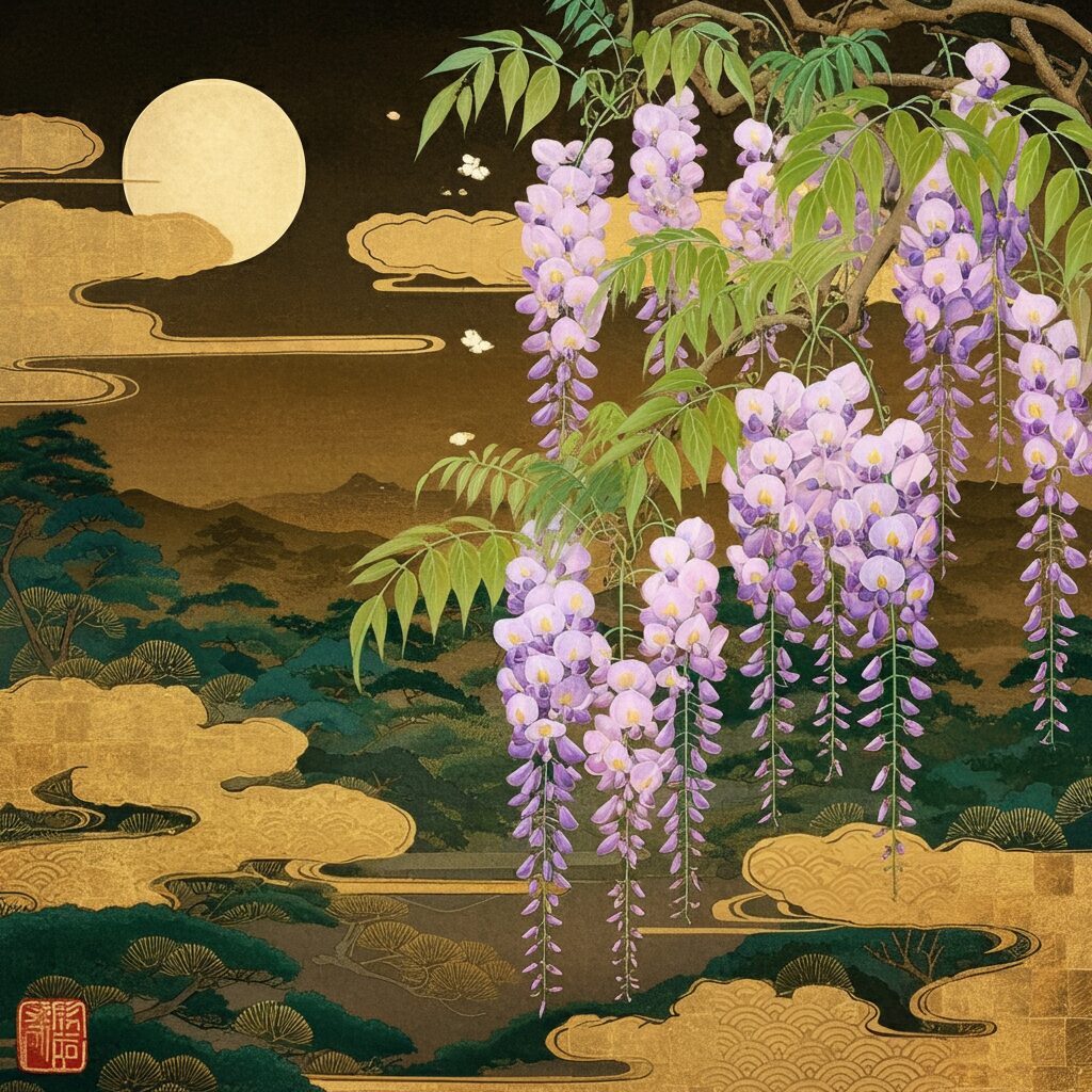 月夜の藤の花