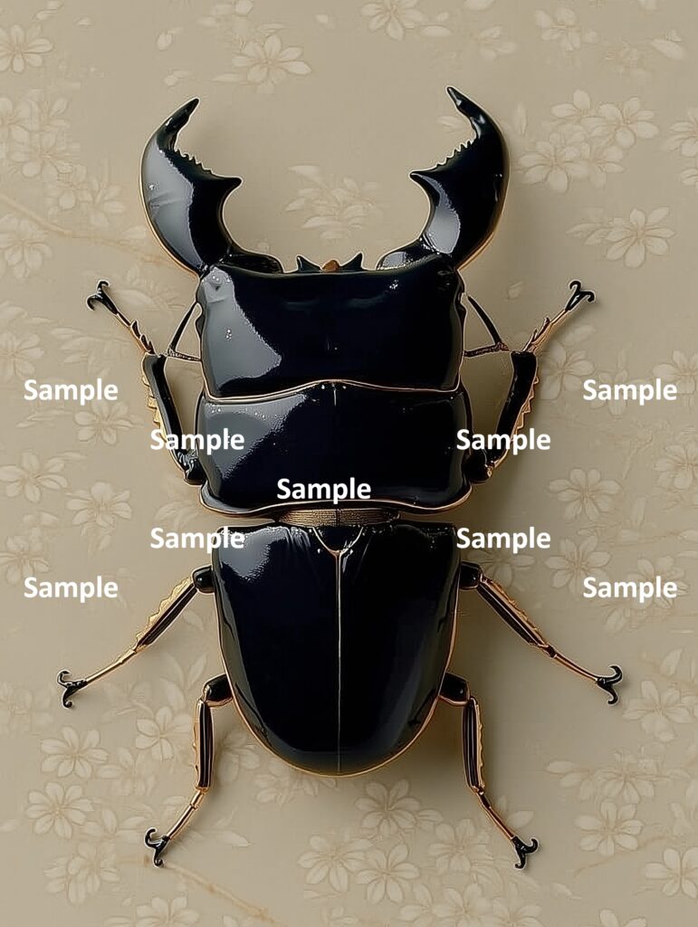 スマトラオオヒラタクワガタ、クワガタ、ヒラタクワガタ、彫刻、装飾品、昆虫、甲虫、光沢ある表面、和風の背景、和風、
