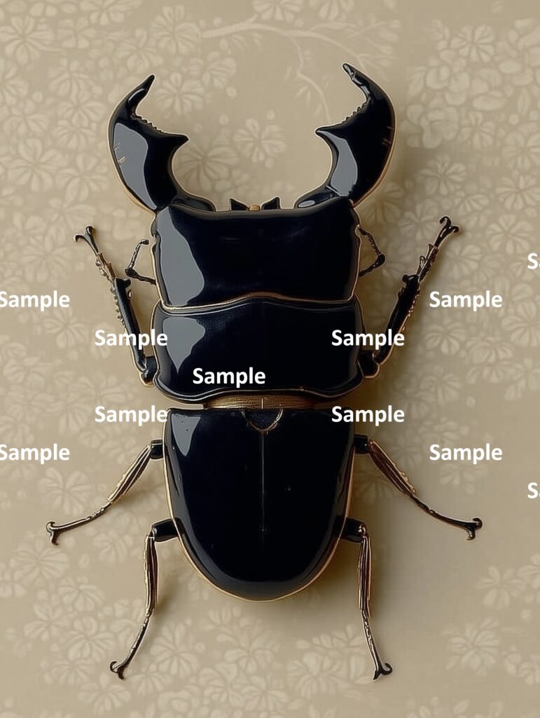 スマトラオオヒラタクワガタ、クワガタ、ヒラタクワガタ、彫刻、装飾品、昆虫、甲虫、光沢ある表面、和風の背景、和風、