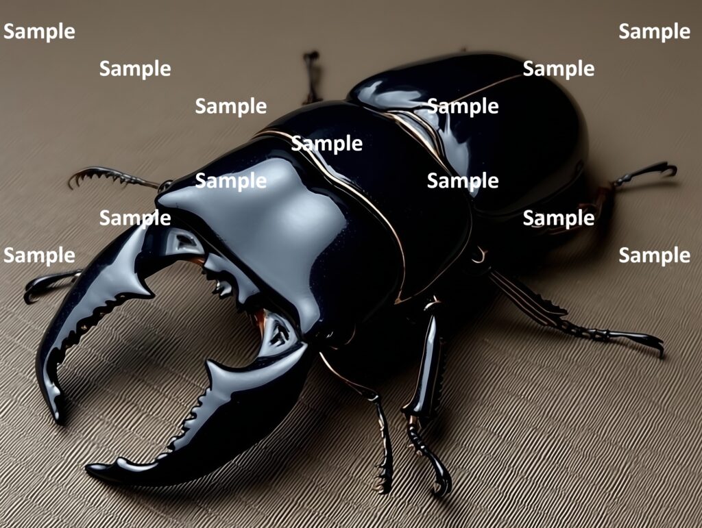 スマトラオオヒラタクワガタ、クワガタ、ヒラタクワガタ、彫刻、装飾品、昆虫、甲虫、光沢ある表面、漆黒の体、和風、
