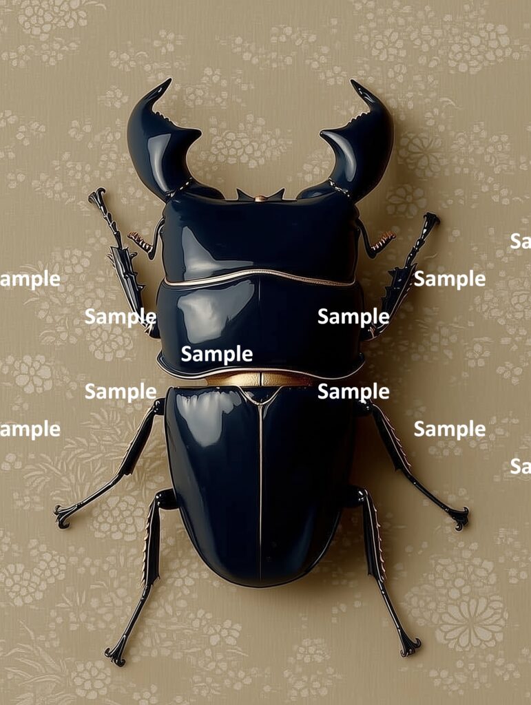 スマトラオオヒラタクワガタ、クワガタ、ヒラタクワガタ、彫刻、装飾品、昆虫、甲虫、光沢ある表面、和風の背景、和風、