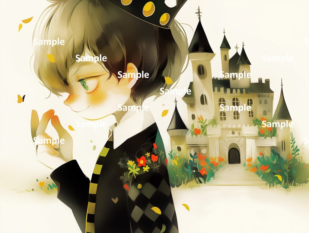 絵本の登場人物、王子、魔法の世界、ファンタジー、西洋の城、