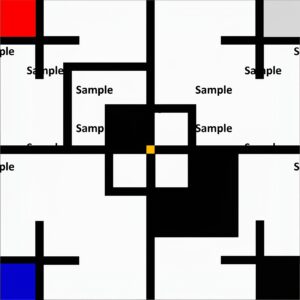 陰陽論の太極図の現代アート、太極図をピート・モンドリアン風する第四ステップ、完成版その１、美しいデザイン、水平線と垂直線による陰陽表現、陽極陰、陰極陽、